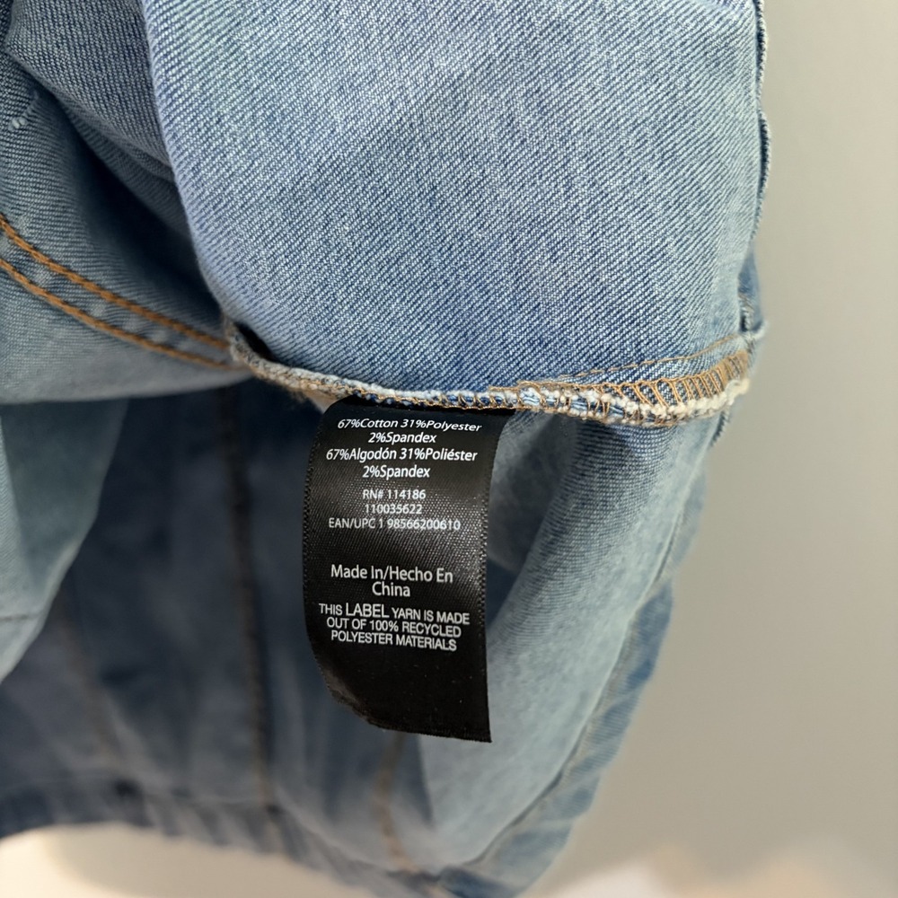 FRYE Light Wash Denim Sleeveless Button Front Jean Mini Dress Women's Size L - Picture 4 of 5
